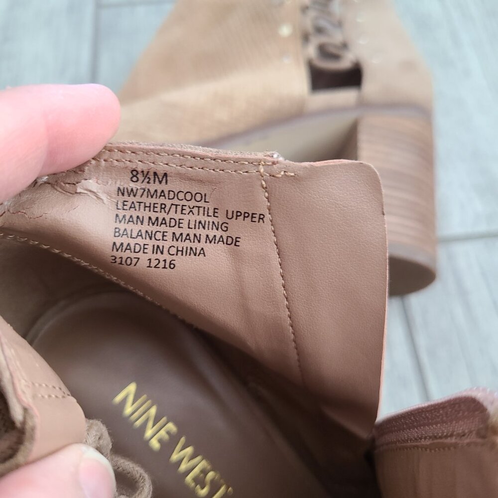Nine West lace up ankle booties tan suede size 8.5 women's - Picture 15 of 15